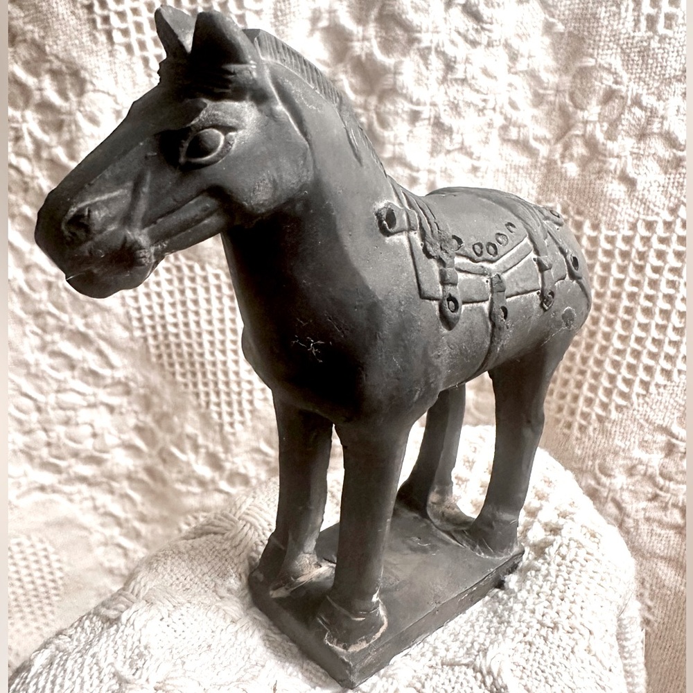 Vintage Chinese Terracotta Clay Pottery Warrior Army HORSE Figurine 4”